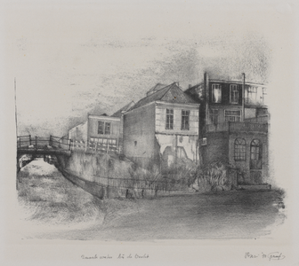 30044 Gezicht op de zij- en achtergevels van de huizen Bemuurde Weerd O.Z. 76-80 te Utrecht uit het westen met links de ...